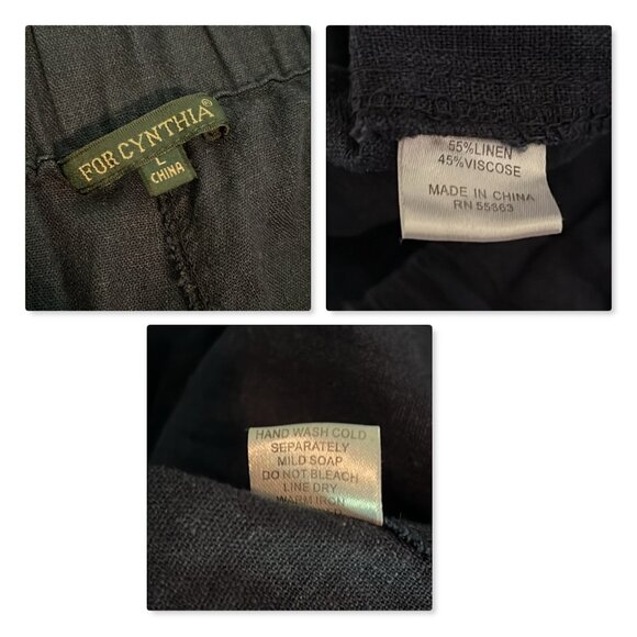 For Cynthia Navy Blue Linen Blend Pants Sz L - Picture 6 of 7